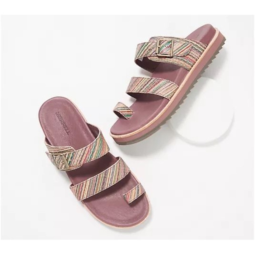 Merrell Juno Mid Slide Sandals Womens 8 Multi Color Stripe Toe Loop